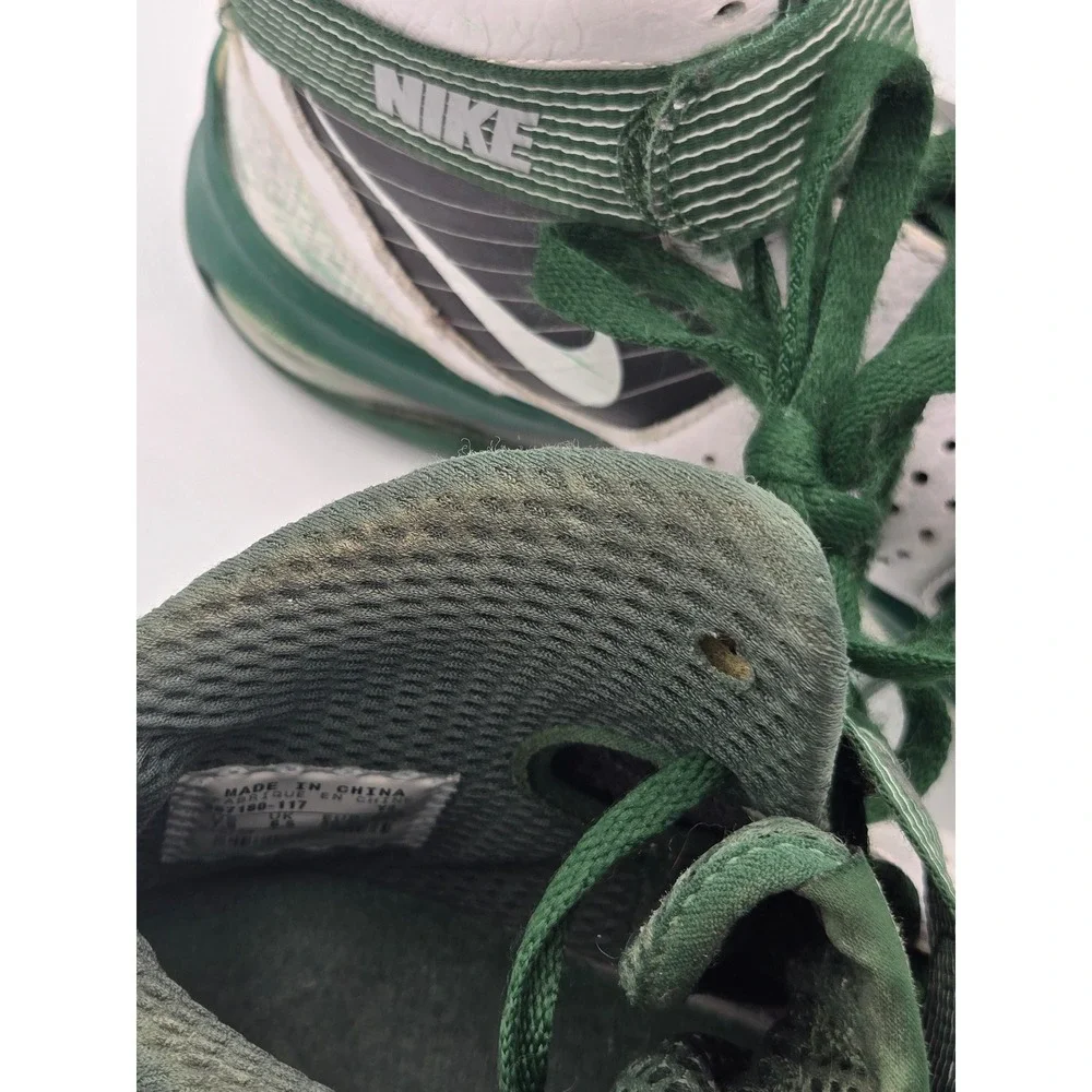 Nike Mens 7.5‎ Air Max Rise Basketball Shoes Green White High Top 367180-117